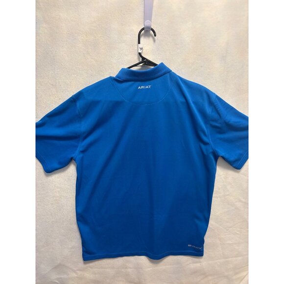 Ariat Mens Blue Polo Shirt L Heat Series Moisture Wicking Short Sleeve - Picture 9 of 12